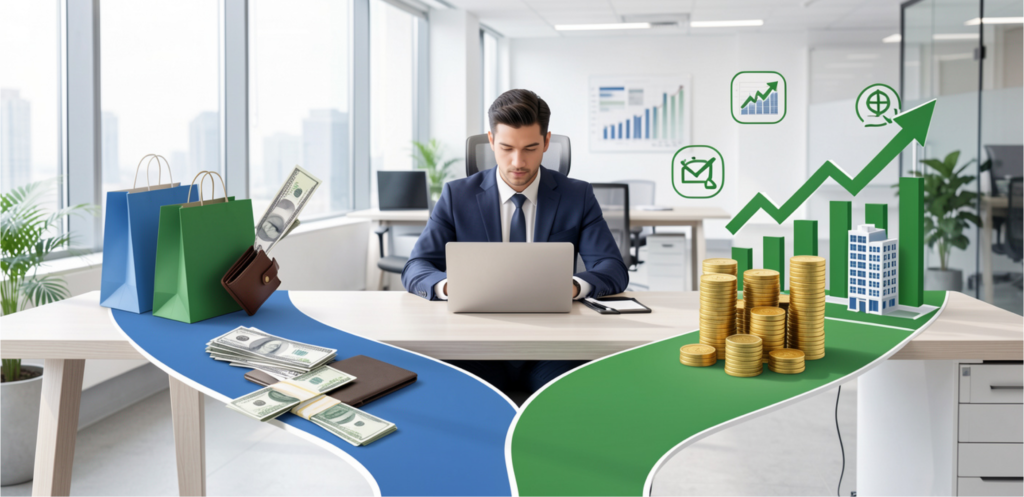 Análisis de inversiones inteligentes con gráficos financieros y estrategia para crecimiento patrimonial empresarial